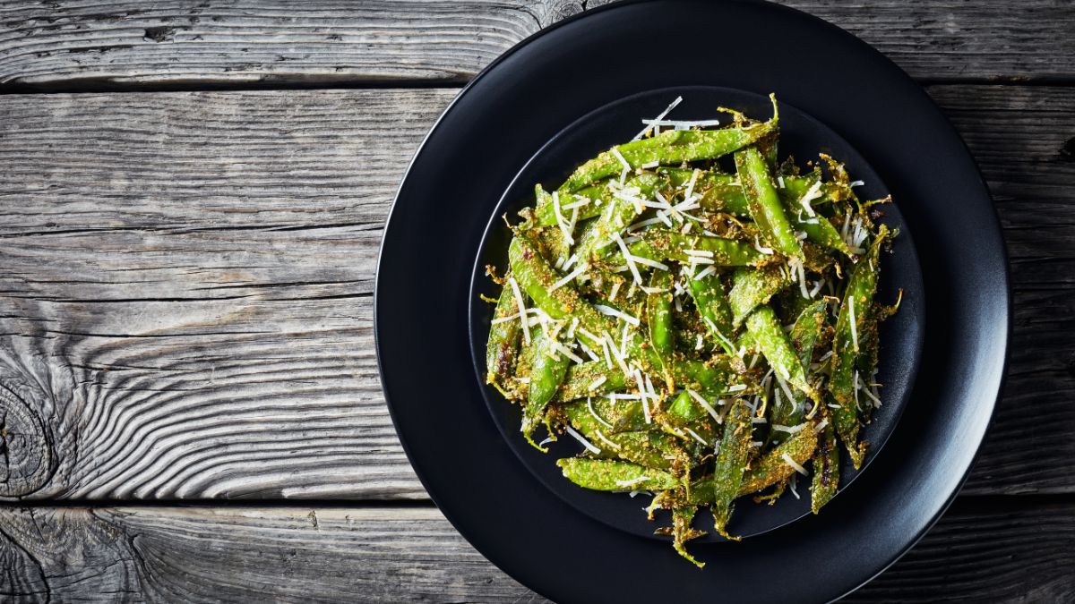 Air Fryer Snap Peas with Parmesan