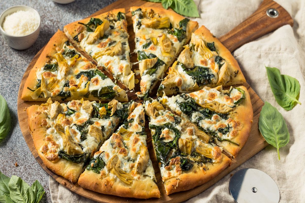 Roasted Garlic, Artichoke and Chicken Pizza Bianca