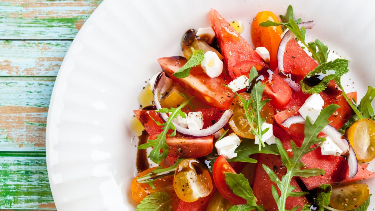 Watermelon Salad with Ginger Balsamic Dressing