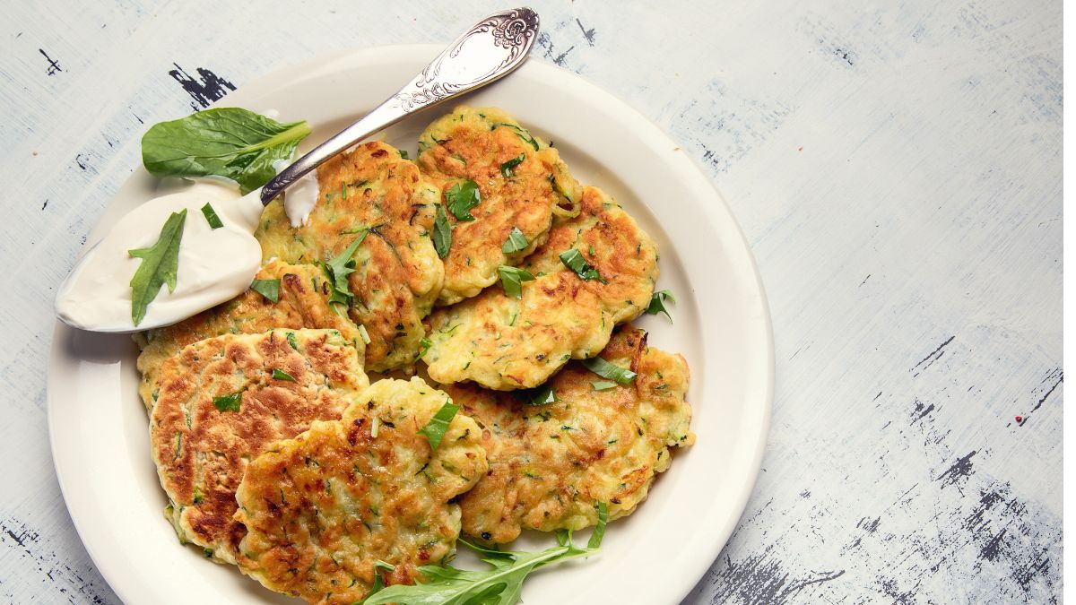 Zucchini Fritters with Sour Cream Dip