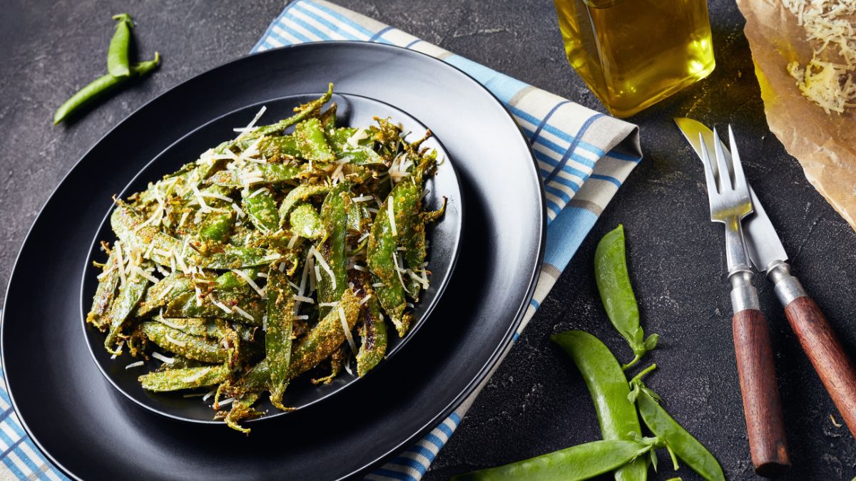 Air Fryer Snap Peas with Parmesan