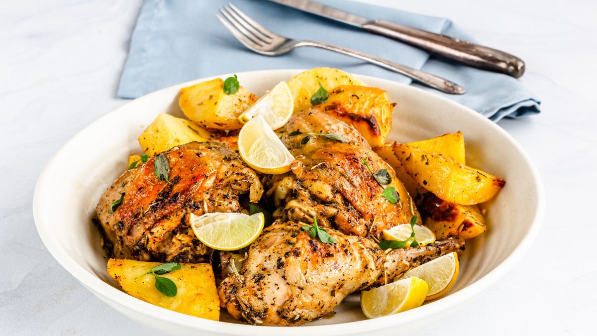 Baked Garlic Chicken Thighs and Potatoes