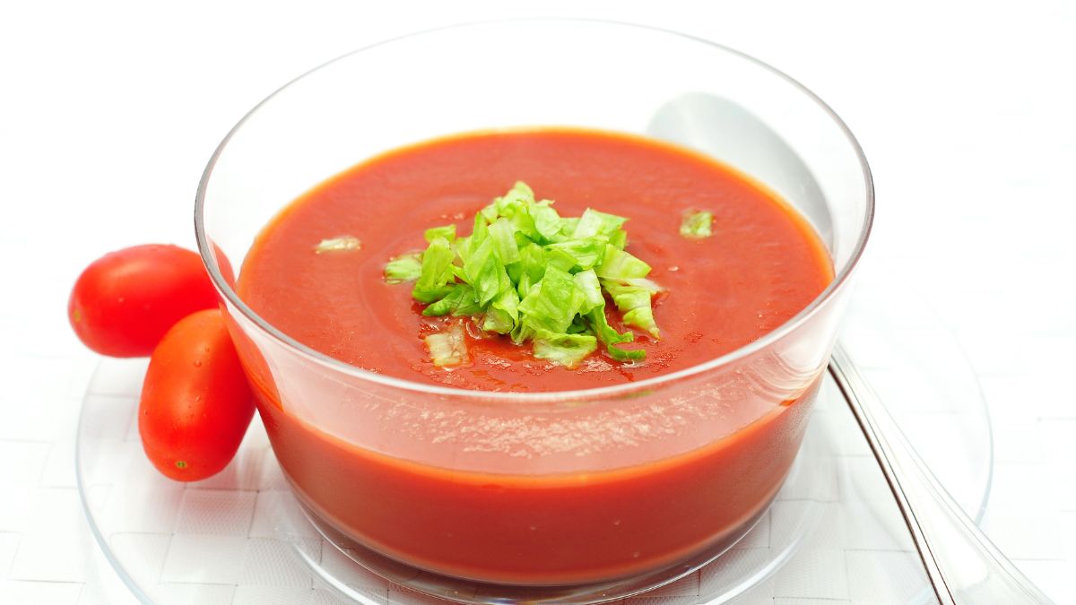 Tomato Cucumber Gazpacho with Garnish