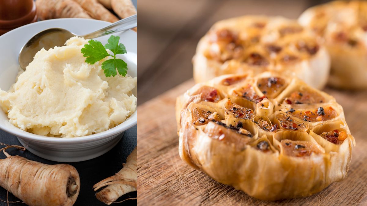 Roasted Garlic Turnip Mash