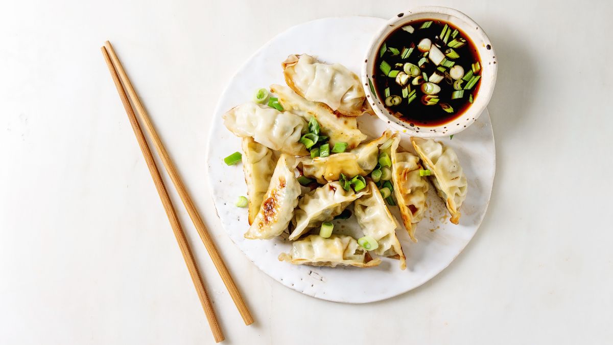 Asian-Inspired Starter Ginger Soy Sauce Dumplings with Spring Onion