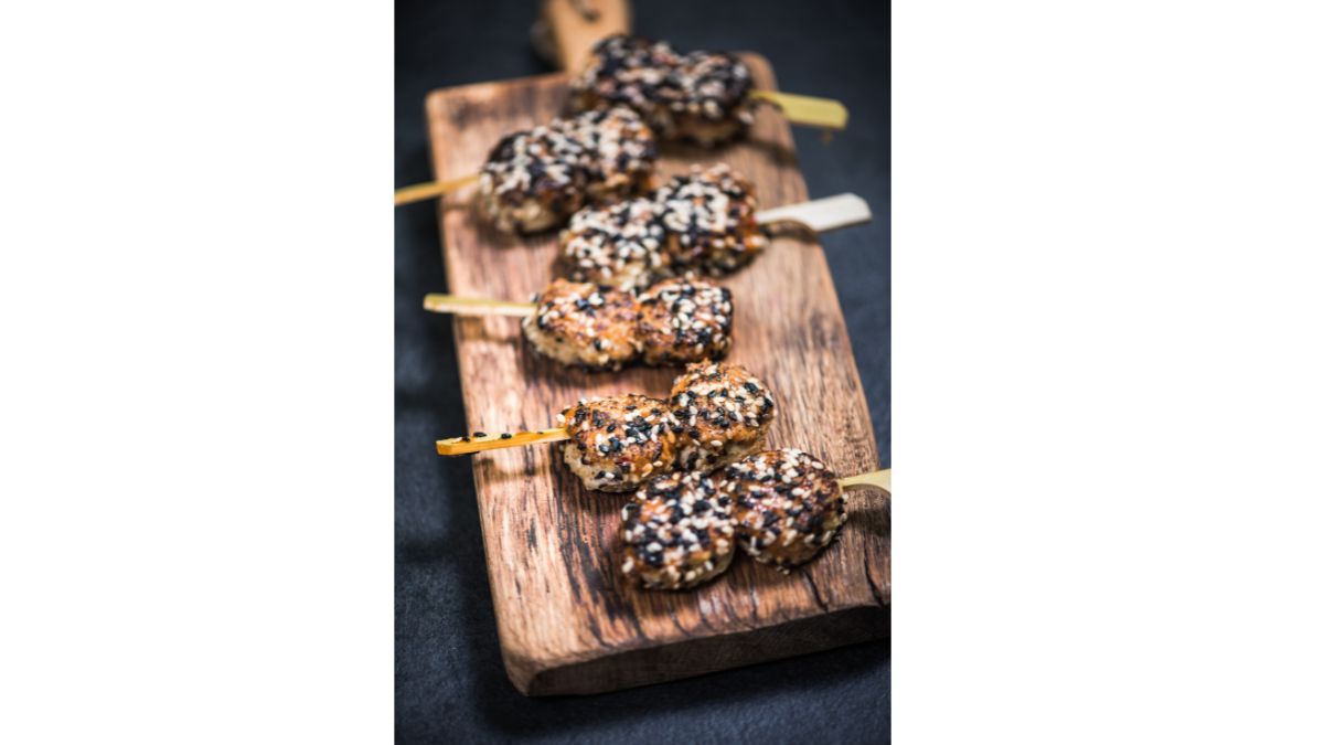 Threaded Ginger-Sesame Chicken Skewers