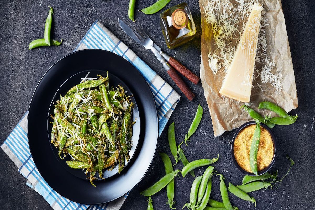 Air Fryer Snap Peas with Parmesan