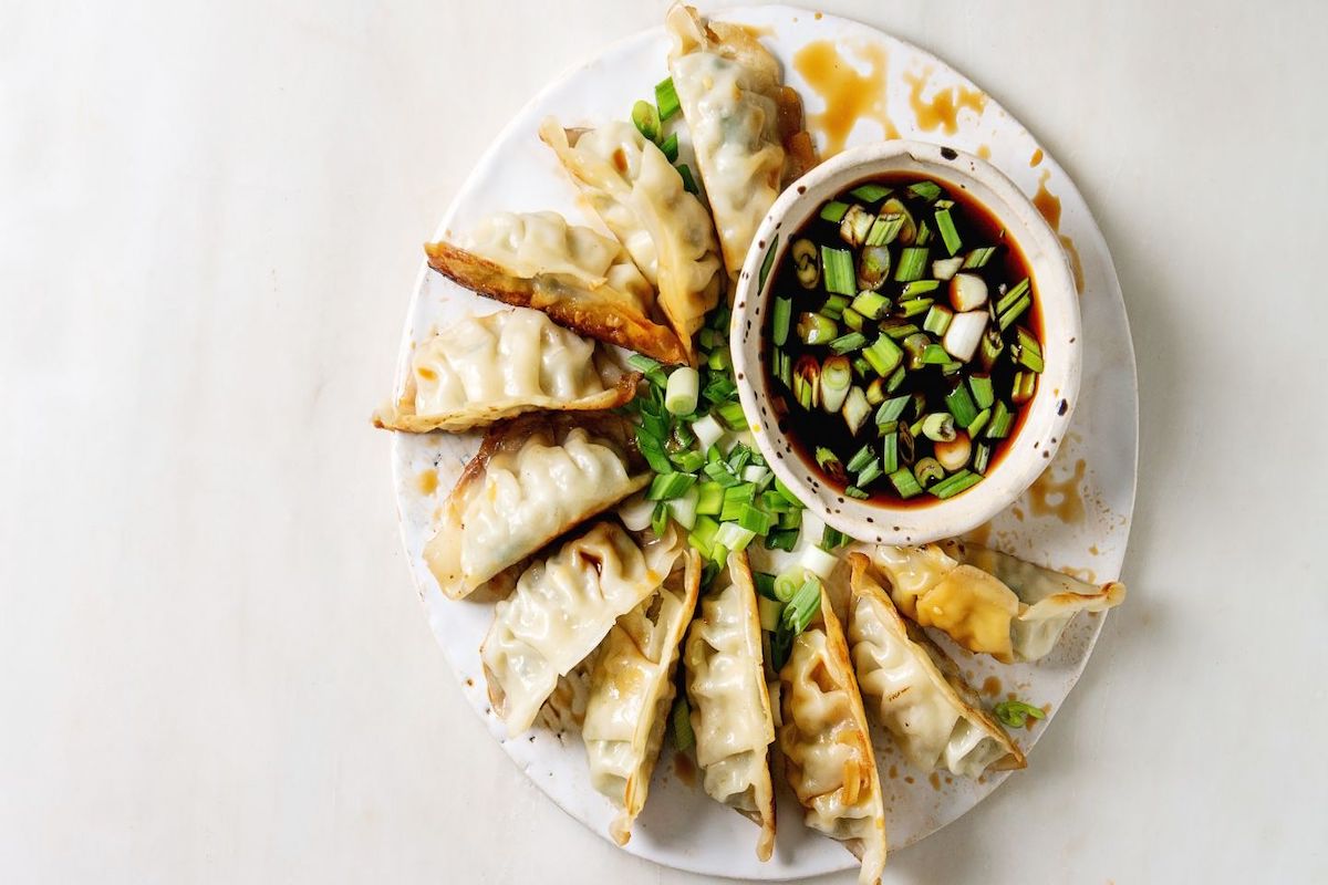 Asian-Inspired Starter Ginger Soy Sauce Dumplings with Spring Onion
